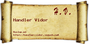 Handler Vidor névjegykártya